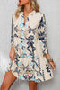 White Printed Tribal Print Bracelet Sleeve Buttoned Mini Dress
