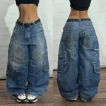 Y2K American New Fashion Pattern Printing Baggy Jeans Women Harajuku Style High Street Gothic Joker High Waist Wide-Leg Pants
