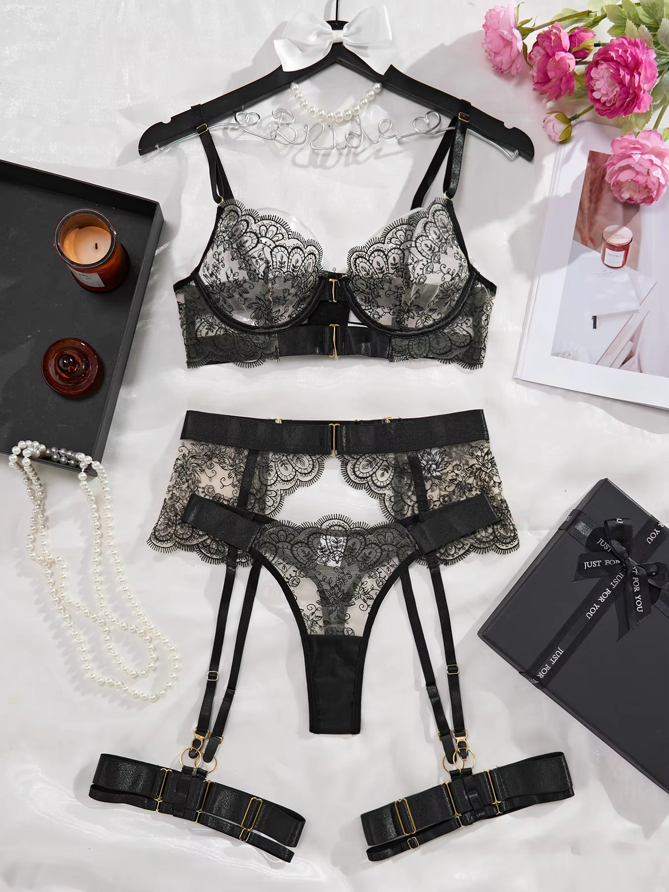 2024 New Erotic Set See-Through Embroidered Sexy Eyelash Lace Body Sha   GOSTDEAL