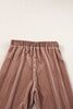 Black Solid Color High Waist Flare Corduroy Pants