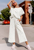 Black Textured Loose Fit T Shirt and Drawstring Pants Set