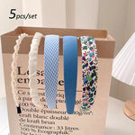 5Pcs Set Fashion Women Cloth Hair Bands Headdress Headband Girls Hairband Hair Hoop Female Hair Accessories Headwear