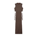 Summer Woman'S Criss Cross Cut Out Sexy Sleeveless Bandage Dress Elegant Black Backless Chic Tank Top Club Party Slim Clothing