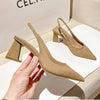 Summer New Pointed Solid Color Simple Shallow Mouth Comfortable Women'S Outwear Back Strap Fashion Sandals Women