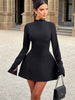 Long Sleeve Backless Sexy Mini Dress for Women Autumn Winter New O Neck High Waist A-Line Club Party Sexy Dress Elegant