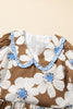 Floral Print Striped Tie Sleeve Blouse