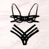 Bondage Harness Lingerie Set Womens Elastic Hollow Out Bra Sets Black Cupless Cage Bra Thong Sexy Intimates Exotic Underwear