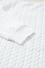 White XOXO Glitter Chenille Cable Knit Pullover Sweatshirt