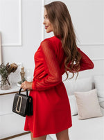 Autumn And Winter New Women's Solid Color Lace Elegant Dress