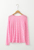 White Mesh Bow Pattern Long Sleeve Top