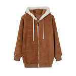 New Style Autumn and Winter Loose Plush Zipper Hooded Jacket Woman