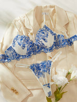 Floral Lingerie Exotic Sets Bra Kit Push up Lace Embroidery Intimate Goods See through Exotic Sets Tulle Underwear