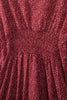 Smocked V-Neck Balloon Sleeve Dress