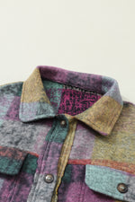 Multicolor Brushed Checked Western Buttoned Jacket