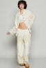 POL Openwork Lantern Sleeve Button Down Gauze Shirt