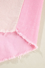 Two-tone Color Exposed Seam Corduroy Shacket