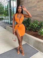 European and American Women'S Y2K Milk Silk Solid Color Short Skirt Sexy Sleeveless Hollow Out Dress