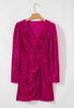 Sequin Surplice Long Sleeve Mini Dress