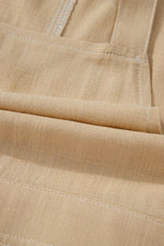 Parchment Side Buttons Sleeveless Overall Mini Dress