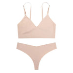 Bra Set Women'S T-Back Seamless Wireless Push up Comfort Breathable Yoga Sports Underwear Suit