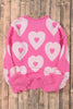 Pearl Detail Heart Round Neck Long Sleeve Sweater