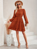 Lace Detail Swiss Dot Round Neck Mini Dress