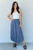 Doublju Comfort Princess Full Size High Waist Scoop Hem Maxi Skirt in Charcoal