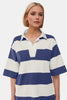Oh Pima Cotton Wash Color Block Johnny Collar Half Sleeve Top