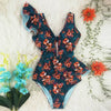 One Piece Swimsuit Women Swimwear Bodysuit Ruffle Beach Wear