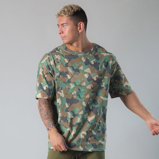 New Muscle Brother Sports Men's T-Shirt Spring Round Neck Trend Cotton Running Fitness Short Sleeve