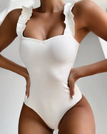 New Sexy One Piece Swimsuit Women Ruffle Swimwear Bodysuit Swimsuit Push Up Monokini Solid Bathing Suits Summer Beach Wear
