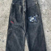 Hip Hop Fashion Brand Straight Jeans Loose Wide Leg Cropped Pants