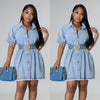 Women's Casual Cardigan Lapel Shirt Denim Dress