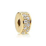 New Arrivals Gold Security Chain Sparkling Clip Charm Beads Fit Original 925 Sterling Silver Pandora Bracelet DIY Women Jewelry