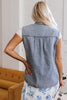 Beau Blue Denim Flap Pocket Curved Hem Shirt Vest