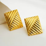 Stainless Steel Texture Geometric Stud Earrings for Women Smooth Metal Gold Plated Twist Knot Earring Statement Vintage Jewelry