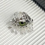 Jewelry Vintage Devil'S Eye Ring Tassels Imitated Pearl Glaze Ring Exaggerated Delicate Opening Finger Ring Valentine'S Day Gift