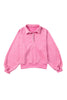 Pink Mineral Wash Sequin Heart Snap Buttons Collared Sweatshirt