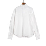 Women'S Shirt Casual Fashion Knitted Patchwork Striped Shirt New Solid Color Street Style Single Breasted Office Ladies Shirt