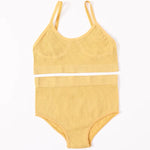 Women Seamless Bras Panties Set Sports Crop Top High Waist Briefs Sexy Lingerie Set Low Back Bralette Fitness Underwear Set