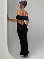 Strapless Backless Sexy Maxi Dress for Women Black Solid Off-Shoulder Sleeveless Bodycon Club Party Long Dress Elegant
