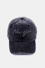 Zenana Washed Embroidered City Baseball Cap