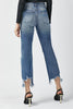 RISEN High Waist Distressed Frayed Hem Cropped Straight Jeans