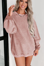 Gray Valentine Sequin XOXO Corded Crew Neck Sweatshirt