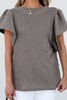 Textured Round Neck Flounce Sleeve Blouse