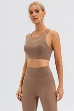 Round Neck Cutout Cropped Active Tank
