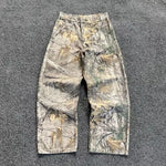 American Washed Branch Camouflage Wide Leg Loose Jeans for Men Autumn Mens Straight Jeans Retro Fashion Loose Street Trend 2025