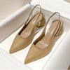Summer New Pointed Solid Color Simple Shallow Mouth Comfortable Women'S Outwear Back Strap Fashion Sandals Women