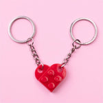 Brick Keychain for Couples Friendship 2Pcs Matching Heart Colorful Keyring Set for Girlfriend Boyfriend Valentine'S Day Gifts