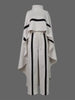 Freeacy 2025 New Women'S Pant Sets High Neck Cape Sleeves Ruffled Shirt Top and High Waist Striped Pants Elegant Two-Piece Suit